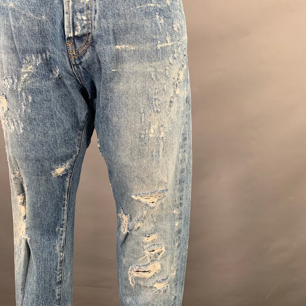 PRPS Size 28 El Camino Blue Cotton Distressed Tapered Jeans - Picture 2 of 9
